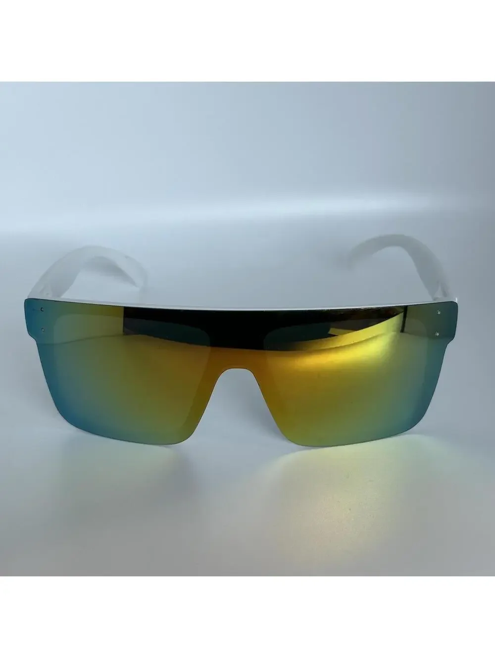 Apex White Frame Sports Sunglasses with Yellow Mirrored Lens